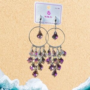 Elegant Silver and Purple Dangle Earrings